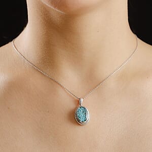 Matrix Sleeping Beauty Turquoise 8.00 ctw Solitaire Pendant without Chain in Platinum Over Copper with Magnet
