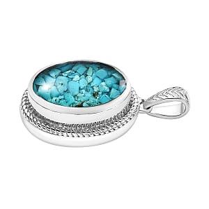 Matrix Sleeping Beauty Turquoise 8.00 ctw Solitaire Pendant without Chain in Platinum Over Copper with Magnet