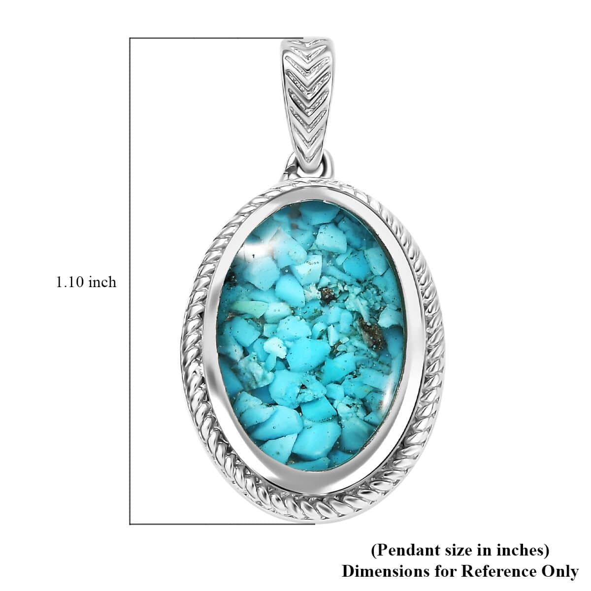 Matrix Sleeping Beauty Turquoise 8.00 ctw Solitaire Pendant in Platinum Over Copper with Magnet image number 5