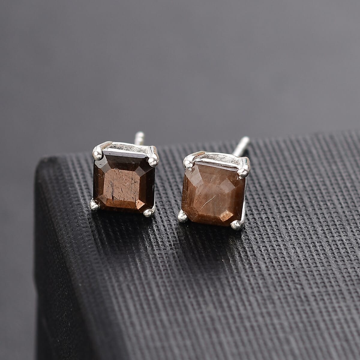 D'Joy Chocolate Sapphire 3.00 ctw Solitaire Stud Earrings in Sterling Silver image number 1