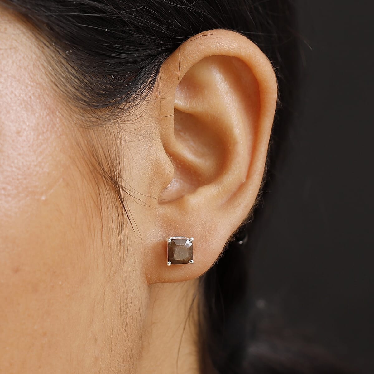 D'Joy Chocolate Sapphire 3.00 ctw Solitaire Stud Earrings in Sterling Silver image number 2