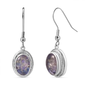 Matrix Tanzanite 7.00 ctw Fish Hook Earrings in Platinum Over Copper with Magnet
