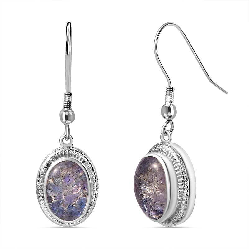 Matrix Tanzanite 7.00 ctw Fish Hook Earrings in Platinum Over Copper with Magnet