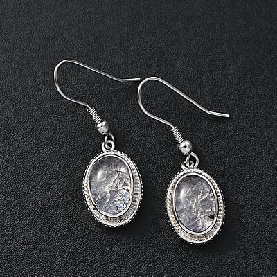 Matrix Tanzanite 7.00 ctw Fish Hook Earrings in Platinum Over Copper with Magnet