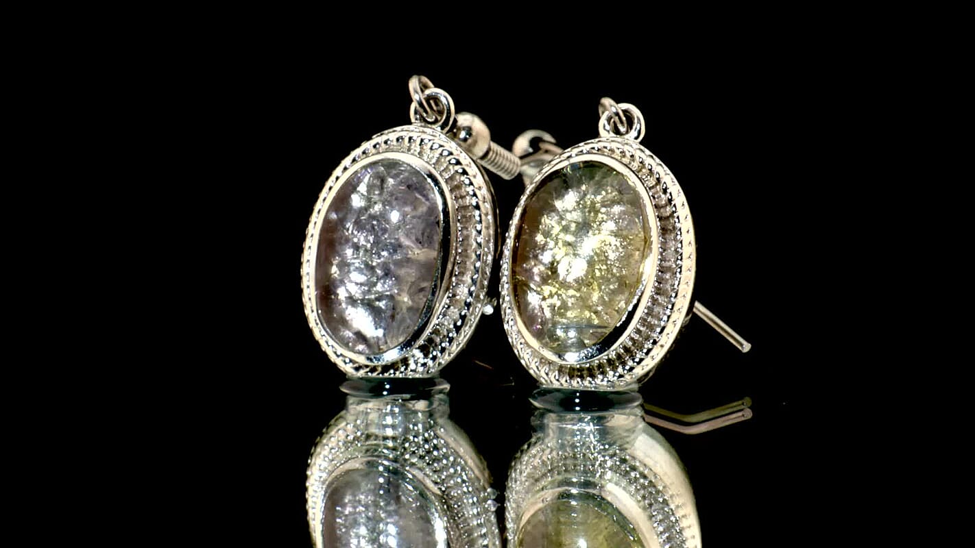 Matrix Tanzanite Lever Back Earrings in Platinum Over Copper with Magnet 7.00 ctw
