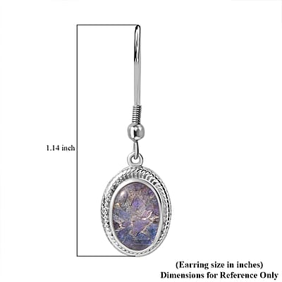 Matrix Tanzanite 7.00 ctw Fish Hook Earrings in Platinum Over Copper with Magnet