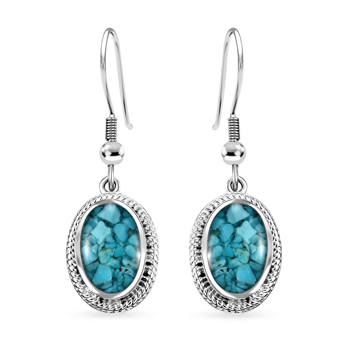 Matrix Sleeping Beauty Turquoise 8.00 ctw Earrings in Platinum Over Copper with Magnet image number 0