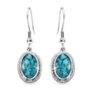 Matrix Sleeping Beauty Turquoise 7.00 ctw Earrings in Platinum Over Copper with Magnet