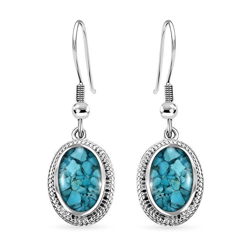 Matrix Sleeping Beauty Turquoise 7.00 ctw Earrings in Platinum Over Copper with Magnet