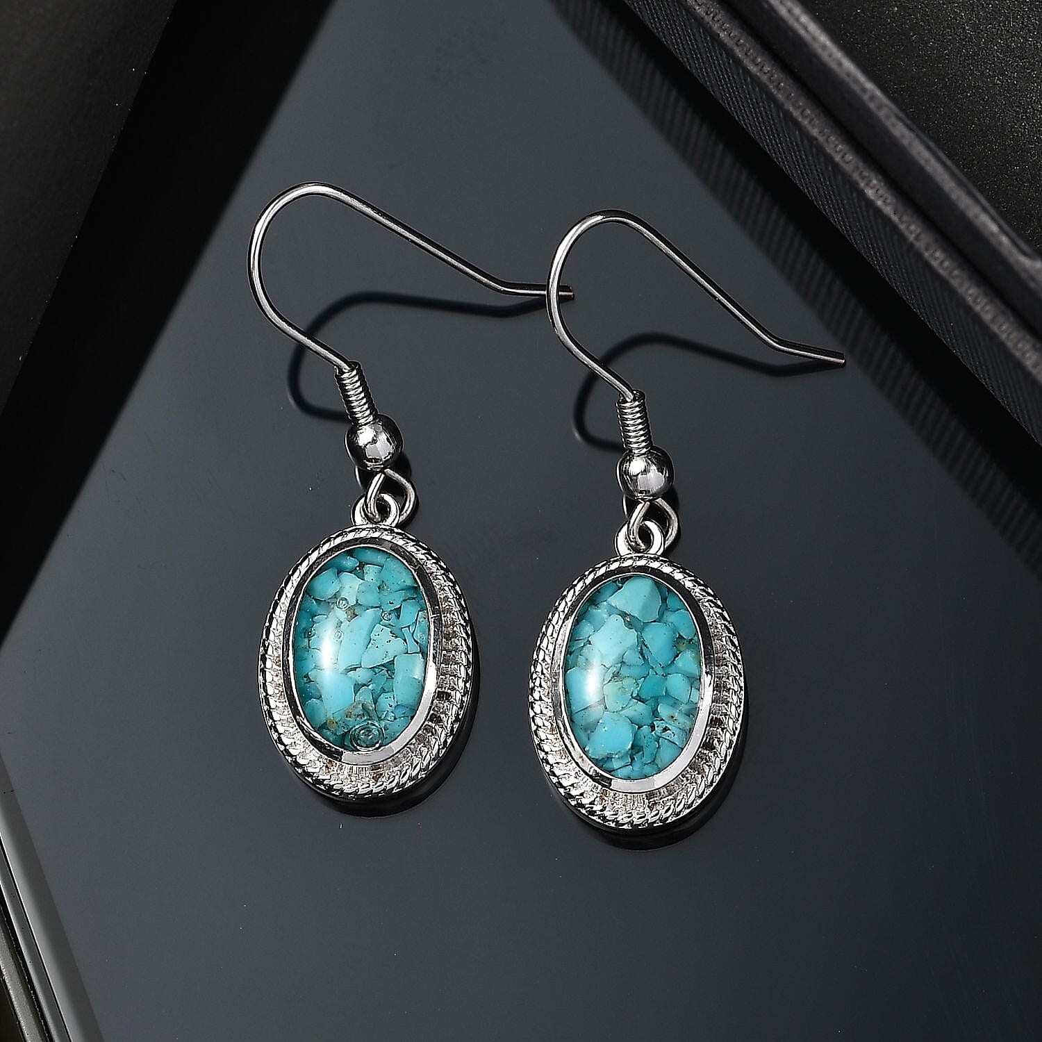 Matrix Sleeping Beauty Turquoise 7.00 ctw Earrings in Platinum Over Copper with Magnet