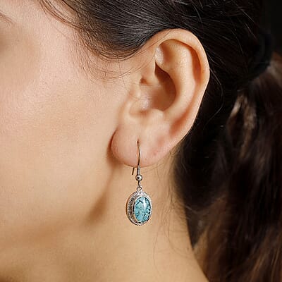 Matrix Sleeping Beauty Turquoise 7.00 ctw Earrings in Platinum Over Copper with Magnet