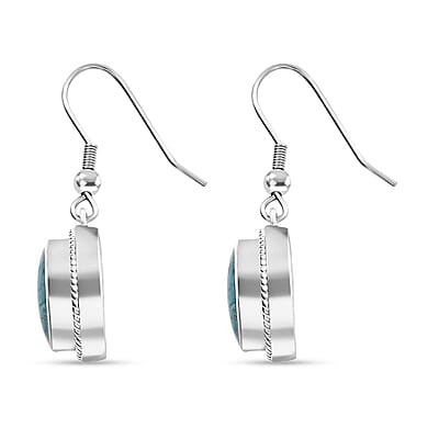 Matrix Sleeping Beauty Turquoise 7.00 ctw Earrings in Platinum Over Copper with Magnet
