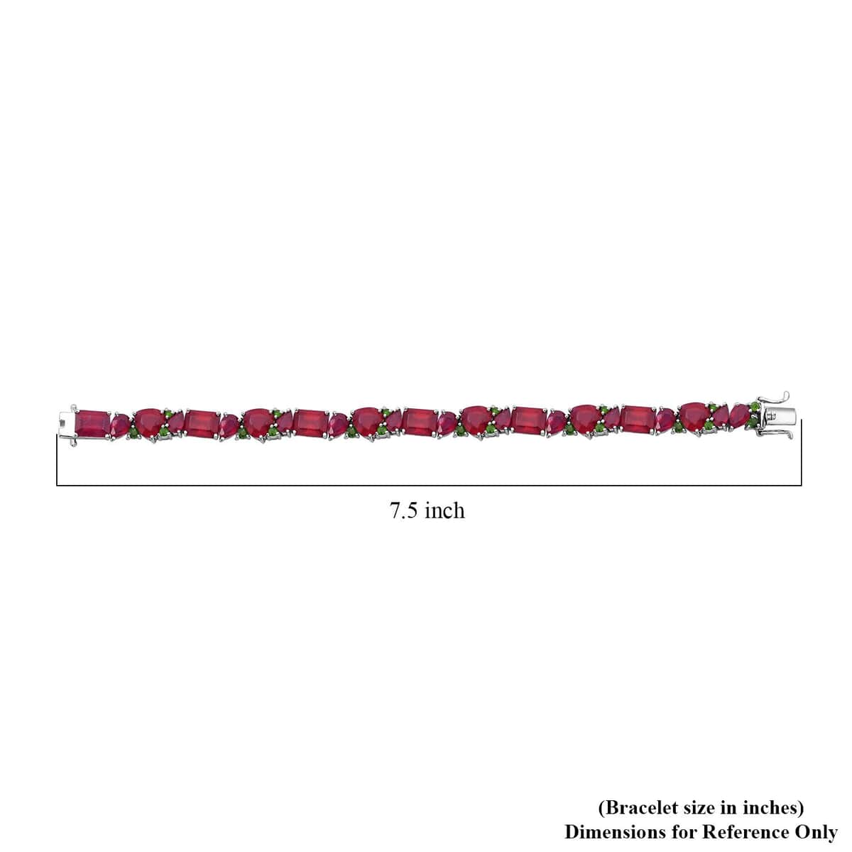 Niassa Ruby (FF) and Chrome Diopside 52.85 ctw Art Deco Bracelet in Rhodium Over Sterling Silver (7.25 In) image number 2