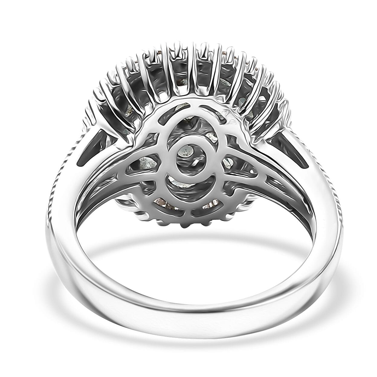D'Joy Narsipatnam Alexandrite and Diamond 1.70 ctw Blooming Radiance Ring in Rhodium Over Sterling Silver (Size 10.0) 