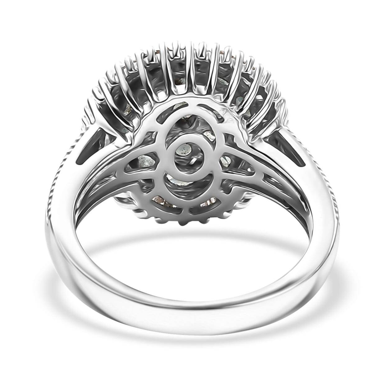 Narsipatnam Alexandrite and Diamond 1.70 ctw Blooming Radiance Ring in Rhodium Over Sterling Silver (Size 10.0)  image number 4