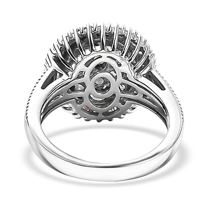 D'Joy Narsipatnam Alexandrite and Diamond 1.70 ctw Blooming Radiance Ring in Rhodium Over Sterling Silver (Size 10.0) 