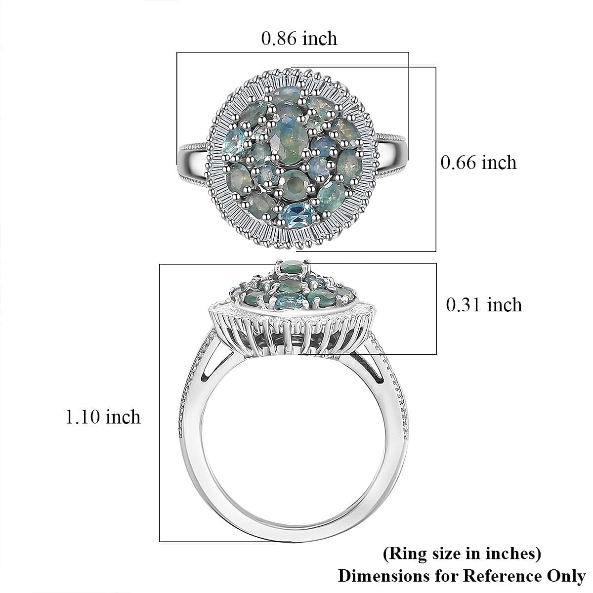 D'Joy Narsipatnam Alexandrite and Diamond 1.70 ctw Blooming Radiance Ring in Rhodium Over Sterling Silver (Size 10.0) 