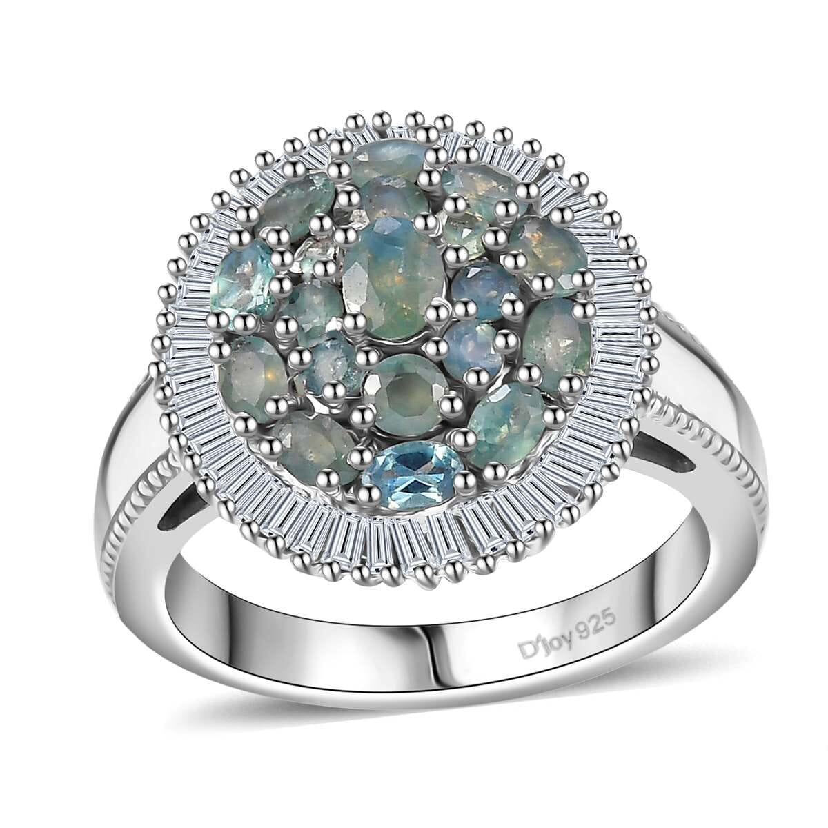 Narsipatnam Alexandrite and Diamond 1.70 ctw Blooming Radiance Ring in Rhodium Over Sterling Silver (Size 5.0) image number 0