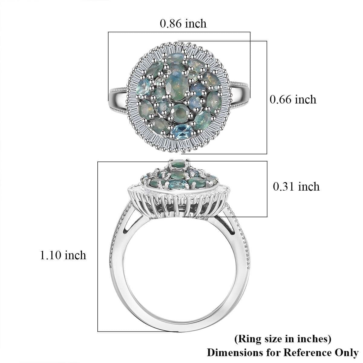 Narsipatnam Alexandrite and Diamond 1.70 ctw Blooming Radiance Ring in Rhodium Over Sterling Silver (Size 5.0) image number 5