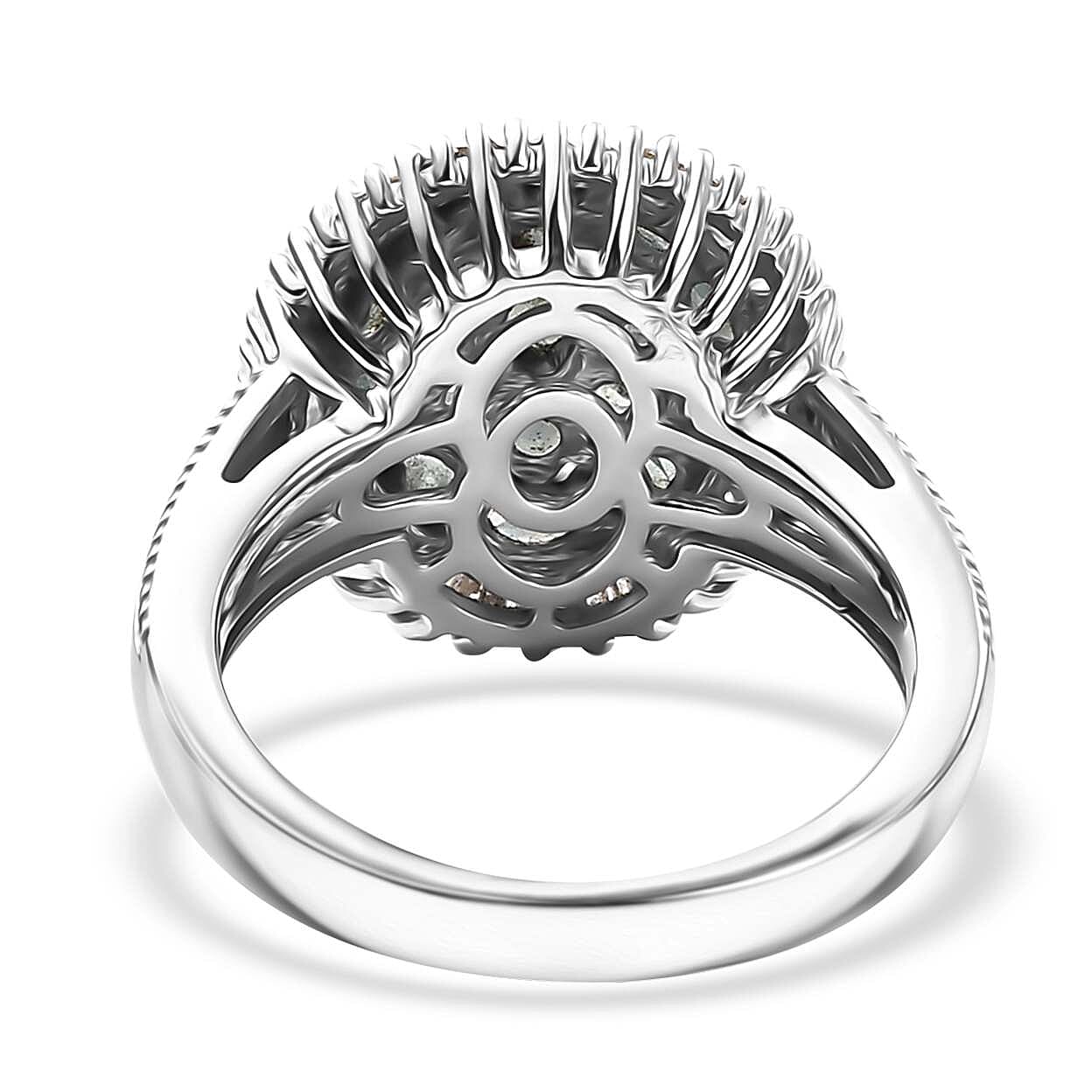 D'Joy Narsipatnam Alexandrite and Diamond 1.70 ctw Blooming Radiance Ring in Rhodium Over Sterling Silver (Size 6.0) (Del. in 8-10 Days)