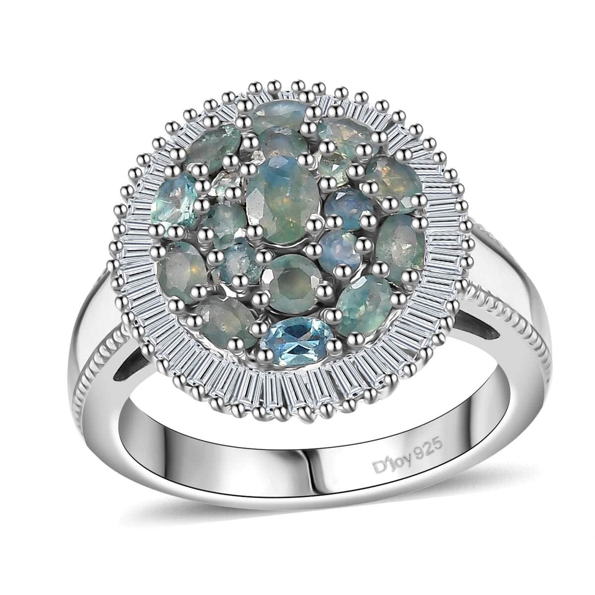 Narsipatnam Alexandrite and Diamond 1.70 ctw Blooming Radiance Ring in Rhodium Over Sterling Silver (Size 7.0) image number 0