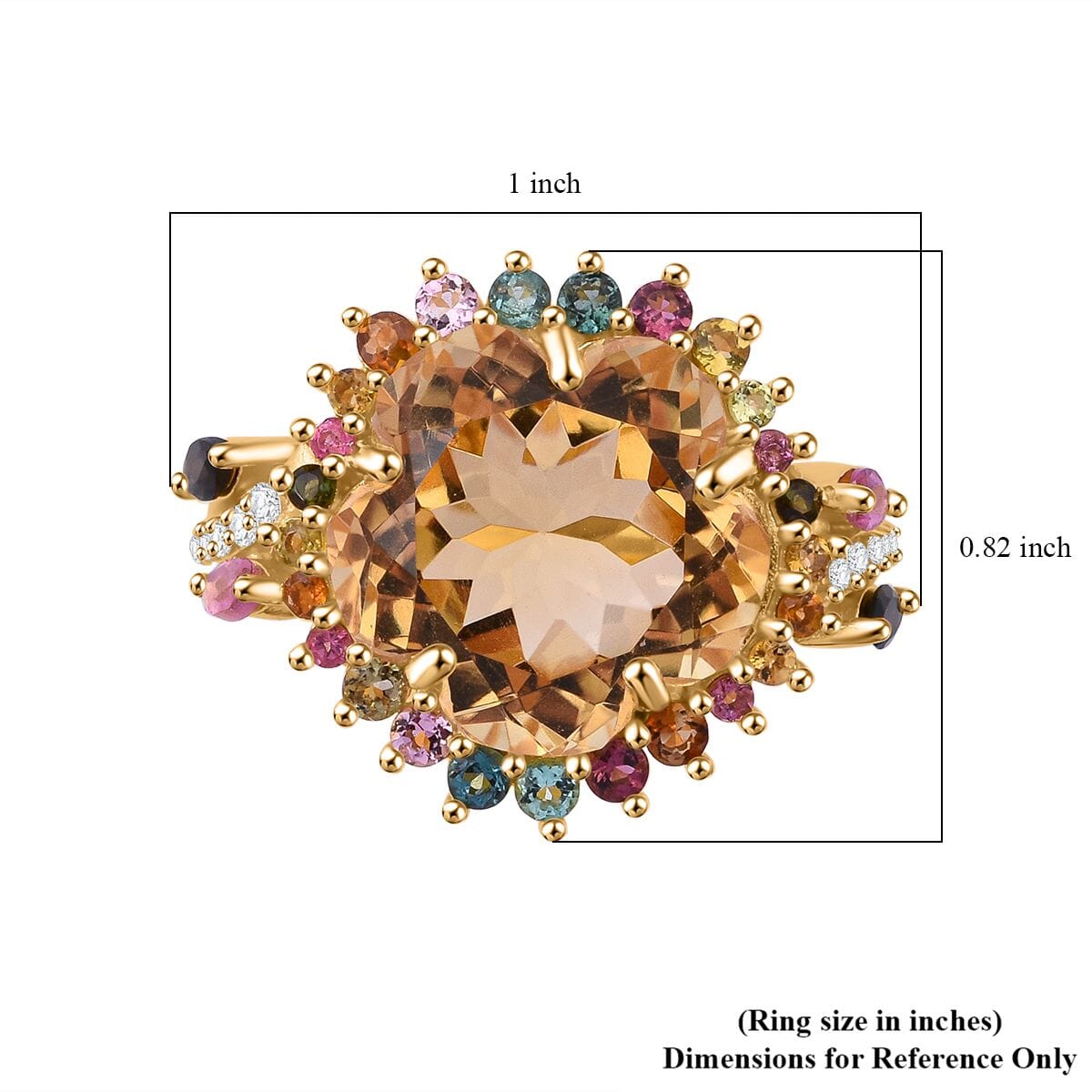 Floral Cut Premium Brazilian Citrine and Multi Gemstone 10.75 ctw Gilded Garden Ring in Vermeil Yellow Gold Over Sterling Silver (Size 8.0) image number 5