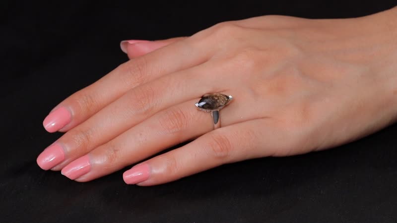 Karis Brazilian Smoky Quartz Solitaire Ring in Platinum Bond (Size 10.0) 4.40 ctw
