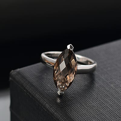Karis Brazilian Smoky Quartz 4.40 ctw Solitaire Ring in Platinum Bond (Size 10.0) 