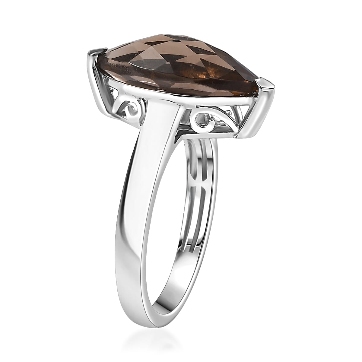 Karis Brazilian Smoky Quartz 4.40 ctw Solitaire Ring in Platinum Bond (Size 10.0) 