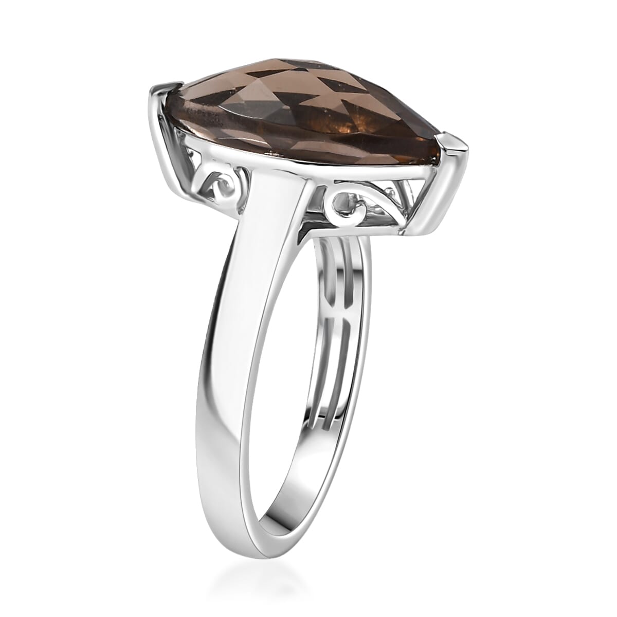 Karis Brazilian Smoky Quartz 4.40 ctw Solitaire Ring in Platinum Bond (Size 10.0)  image number 3