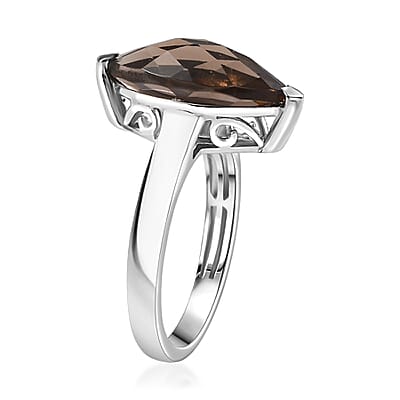 Karis Brazilian Smoky Quartz 4.40 ctw Solitaire Ring in Platinum Bond (Size 10.0) 