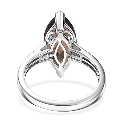 Karis Brazilian Smoky Quartz 4.40 ctw Solitaire Ring in Platinum Bond (Size 10.0) 