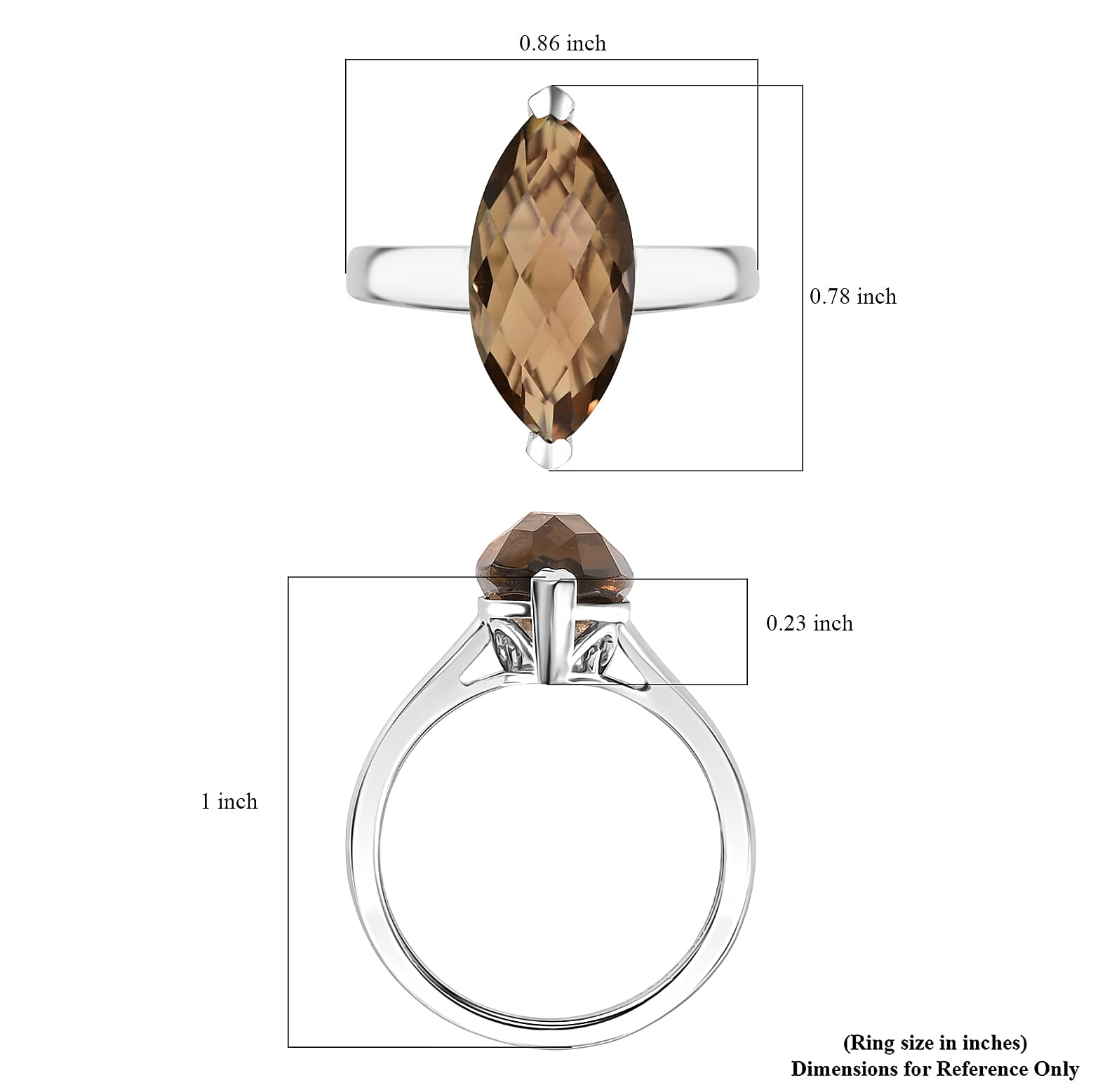 Karis Brazilian Smoky Quartz 4.40 ctw Solitaire Ring in Platinum Bond (Size 10.0) 