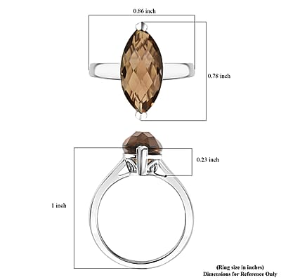 Karis Brazilian Smoky Quartz 4.40 ctw Solitaire Ring in Platinum Bond (Size 10.0) 