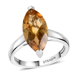Karis Brazilian Citrine 3.70 ctw Solitaire Ring in Platinum Bond (Size 10.0)