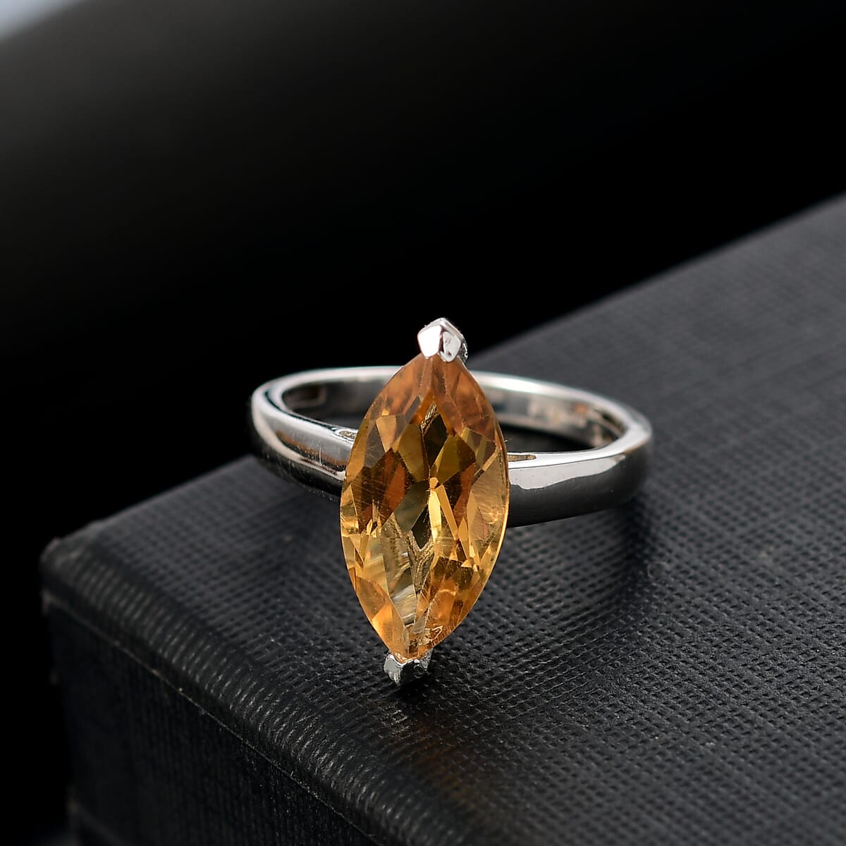 Karis Brazilian Citrine 3.70 ctw Solitaire Ring in Platinum Bond (Size 10.0) image number 1