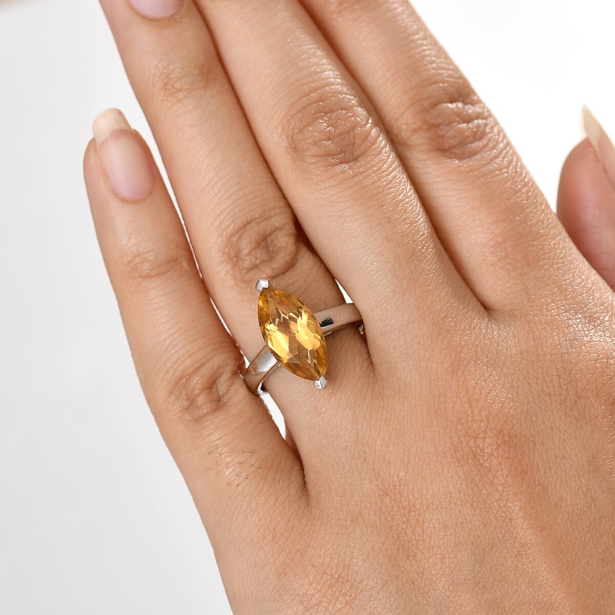 Karis Brazilian Citrine 3.70 ctw Solitaire Ring in Platinum Bond (Size 10.0) image number 2