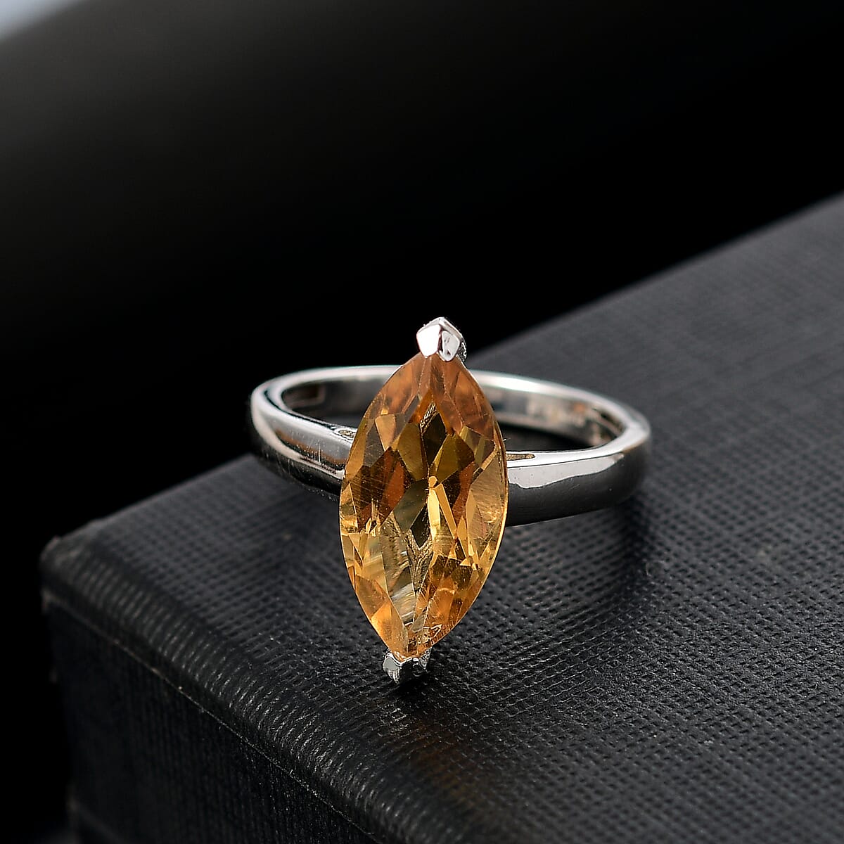 Karis Brazilian Citrine 3.70 ctw Solitaire Ring in Platinum Bond (Size 9.0) image number 1