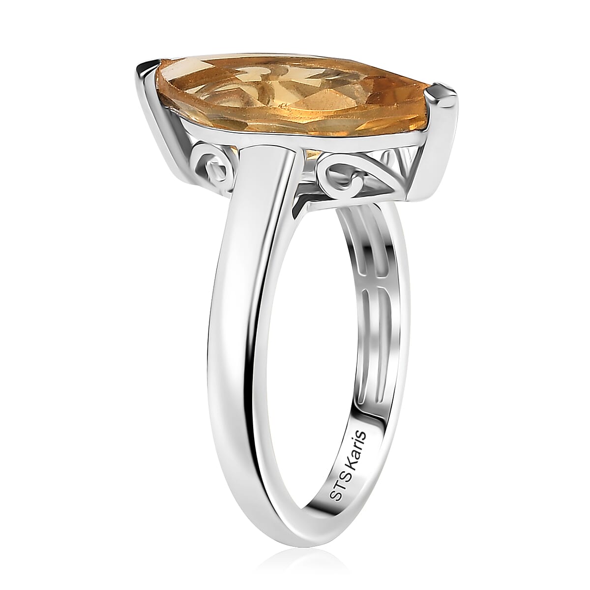 Karis Brazilian Citrine 3.70 ctw Solitaire Ring in Platinum Bond (Size 9.0) image number 3