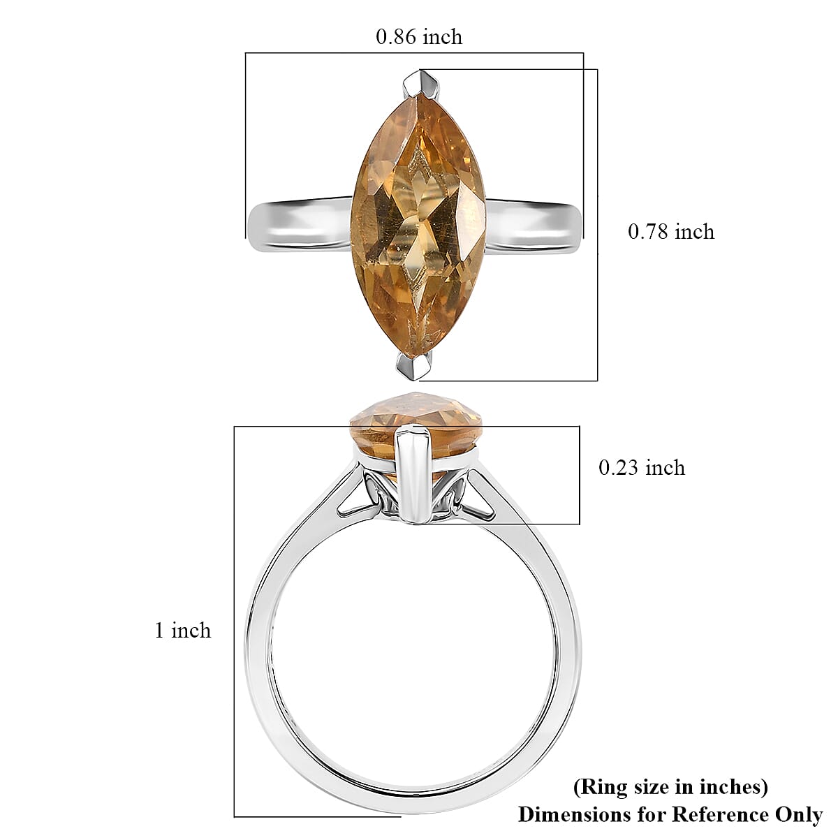 Karis Brazilian Citrine 3.70 ctw Solitaire Ring in Platinum Bond (Size 9.0) image number 5