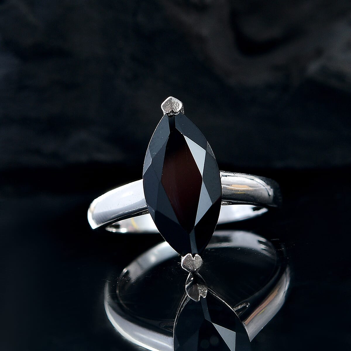 Karis Thai Black Spinel 4.85 ctw Solitaire Ring in Platinum Bond (Size 8.0) image number 1