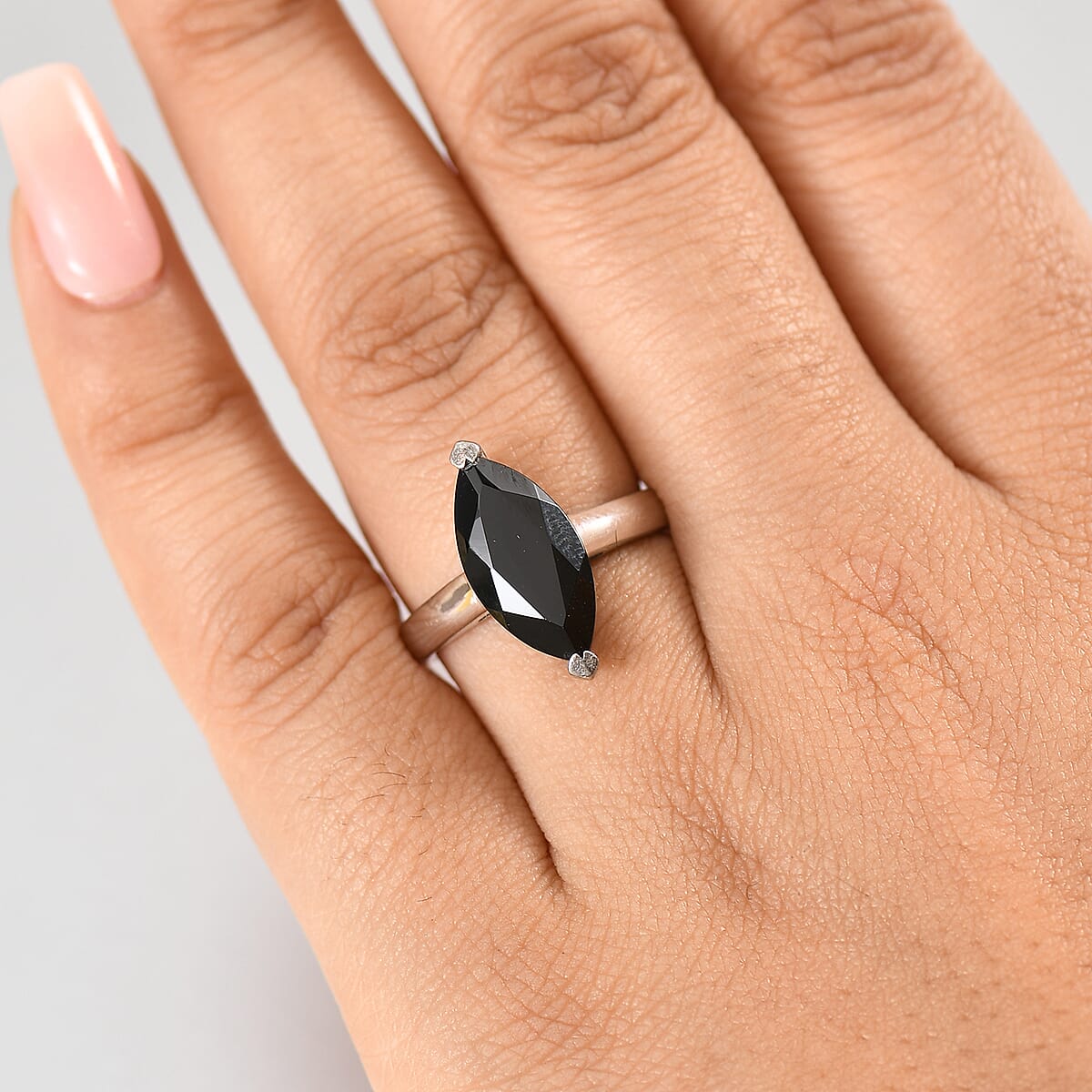 Karis Thai Black Spinel 4.85 ctw Solitaire Ring in Platinum Bond (Size 8.0) image number 2