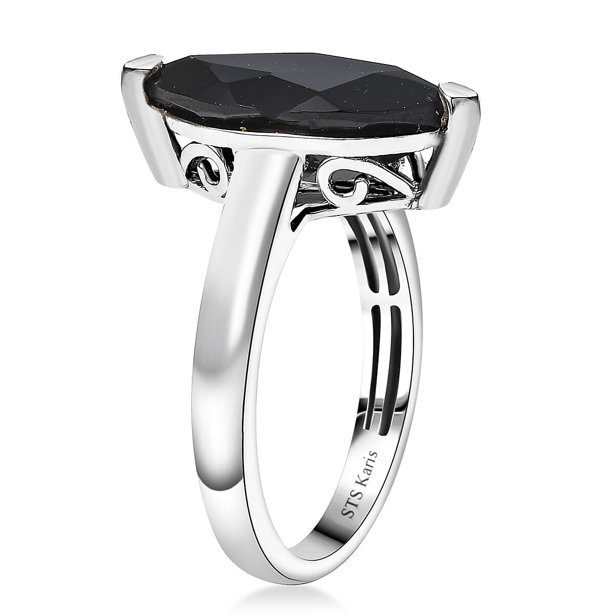 Karis Thai Black Spinel 4.85 ctw Solitaire Ring in Platinum Bond (Size 8.0) image number 3