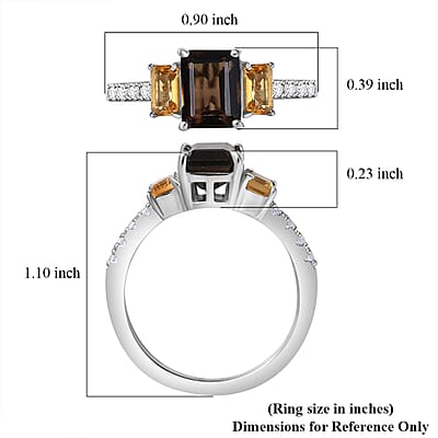 Karis Brazilian Smoky Quartz and Multi Gemstone 2.35 ctw Ring in Platinum Bond (Size 10.0)
