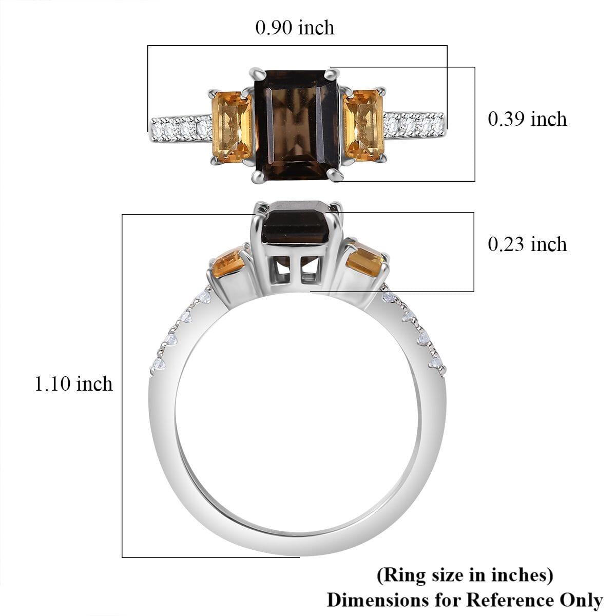 Karis Brazilian Smoky Quartz and Multi Gemstone 2.35 ctw Ring in Platinum Bond (Size 7.0) image number 5