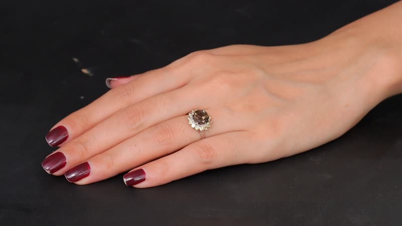 Karis Brazilian Smoky Quartz, Brazilian Citrine Ring in Platinum Bond (Size 10.0) 3.20 ctw
