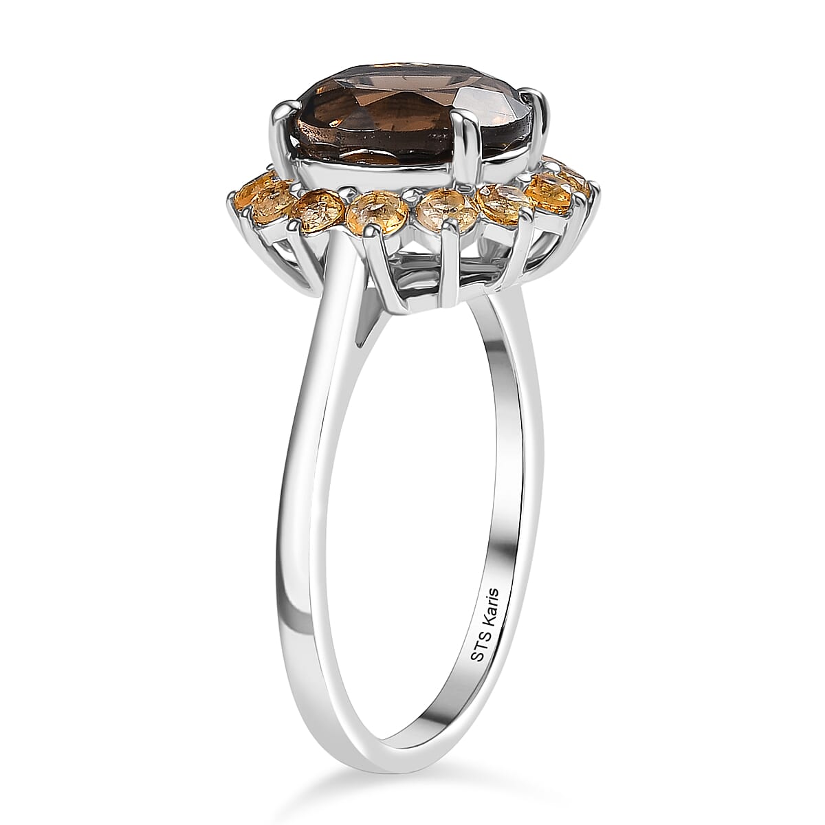 Karis Brazilian Smoky Quartz and Brazilian Citrine 3.20 ctw Ring in Platinum Bond (Size 10.0) 