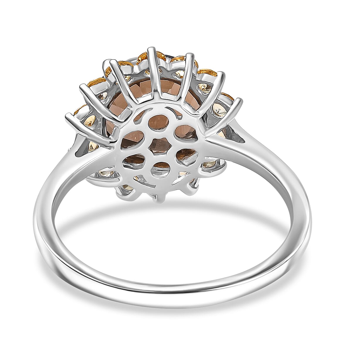 Karis Brazilian Smoky Quartz and Brazilian Citrine 3.20 ctw Ring in Platinum Bond (Size 10.0) 
