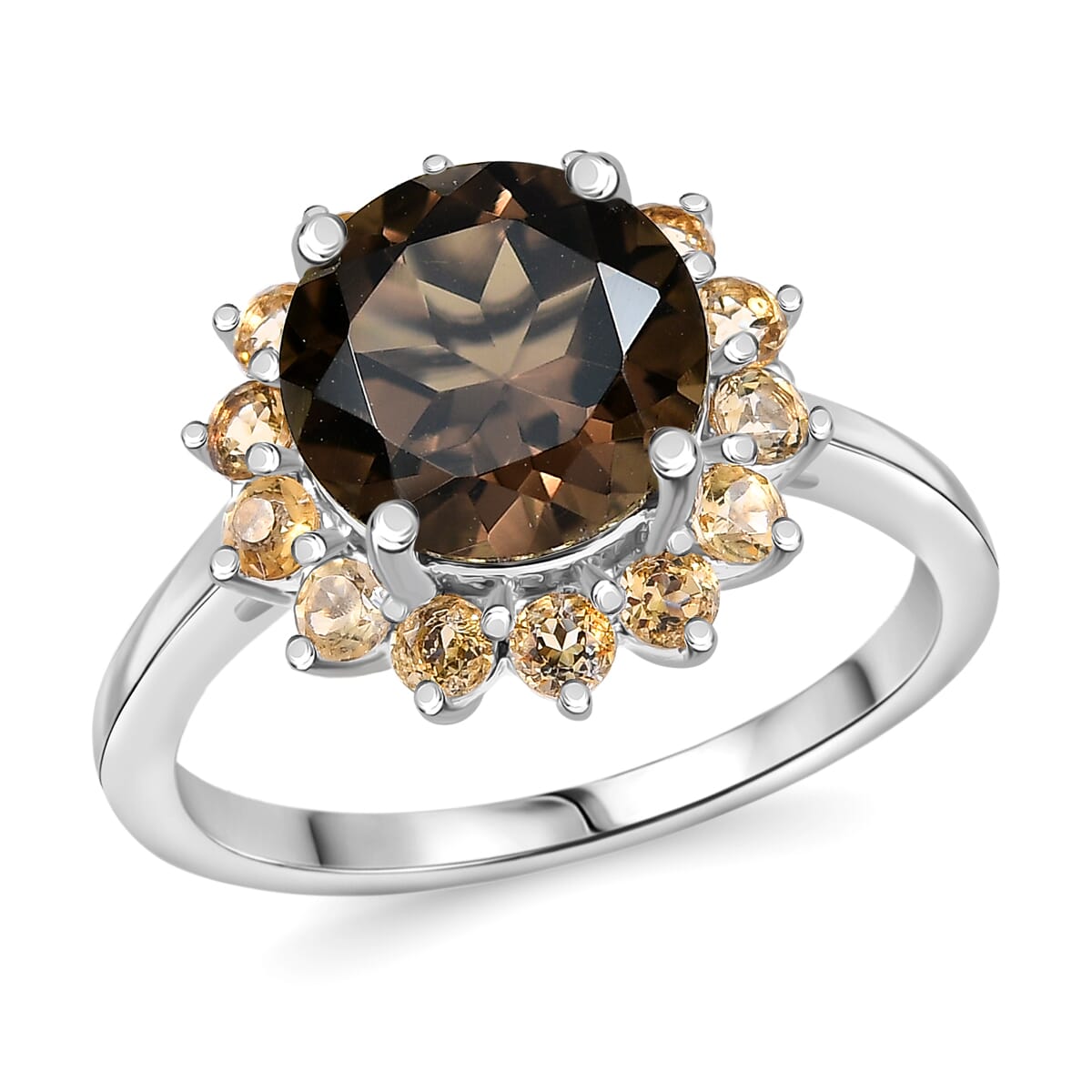 Karis Brazilian Smoky Quartz and Brazilian Citrine 3.20 ctw Ring in Platinum Bond (Size 7.0)  image number 0