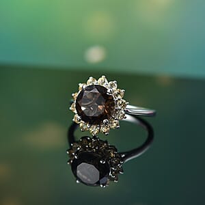 Karis Brazilian Smoky Quartz and Brazilian Citrine 3.20 ctw Ring in Platinum Bond (Size 7.0) 